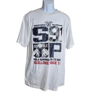 Southpole Mens Graphic Print Shirt Large Tee T-Shirt Logo Crest 100% Cotton